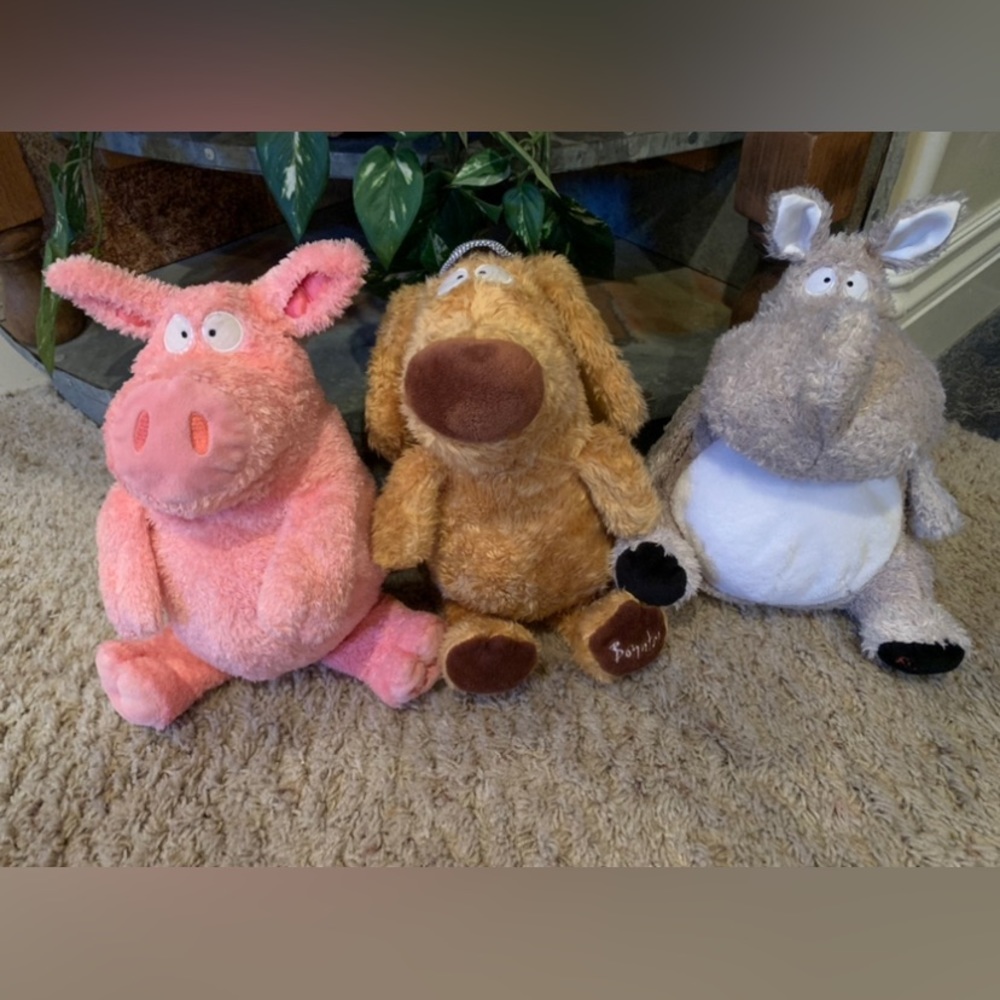 Adorable Sandra Boynton Plush Stuffed Animals Pig Dog and Rhino